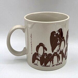 1979 TAYLOR & NG Naughty Penguins Brown and Cream MUG CUP Vintage JAPAN